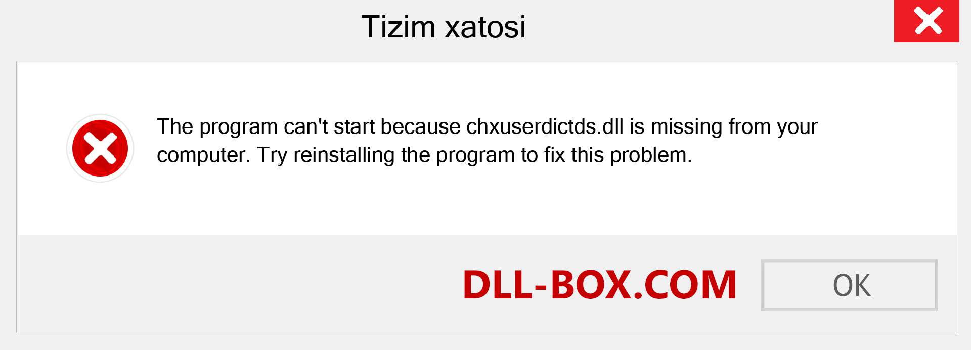 chxuserdictds.dll fayli yo'qolganmi?. Windows 7, 8, 10 uchun yuklab olish - Windowsda chxuserdictds dll etishmayotgan xatoni tuzating, rasmlar, rasmlar